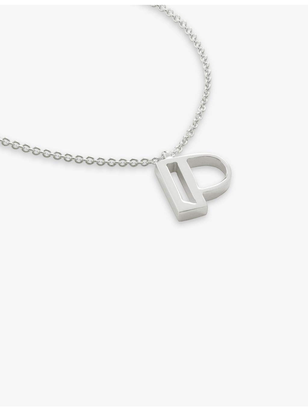 Monica Vinader sterling silver pendant necklace with P letter charm (British brand)
