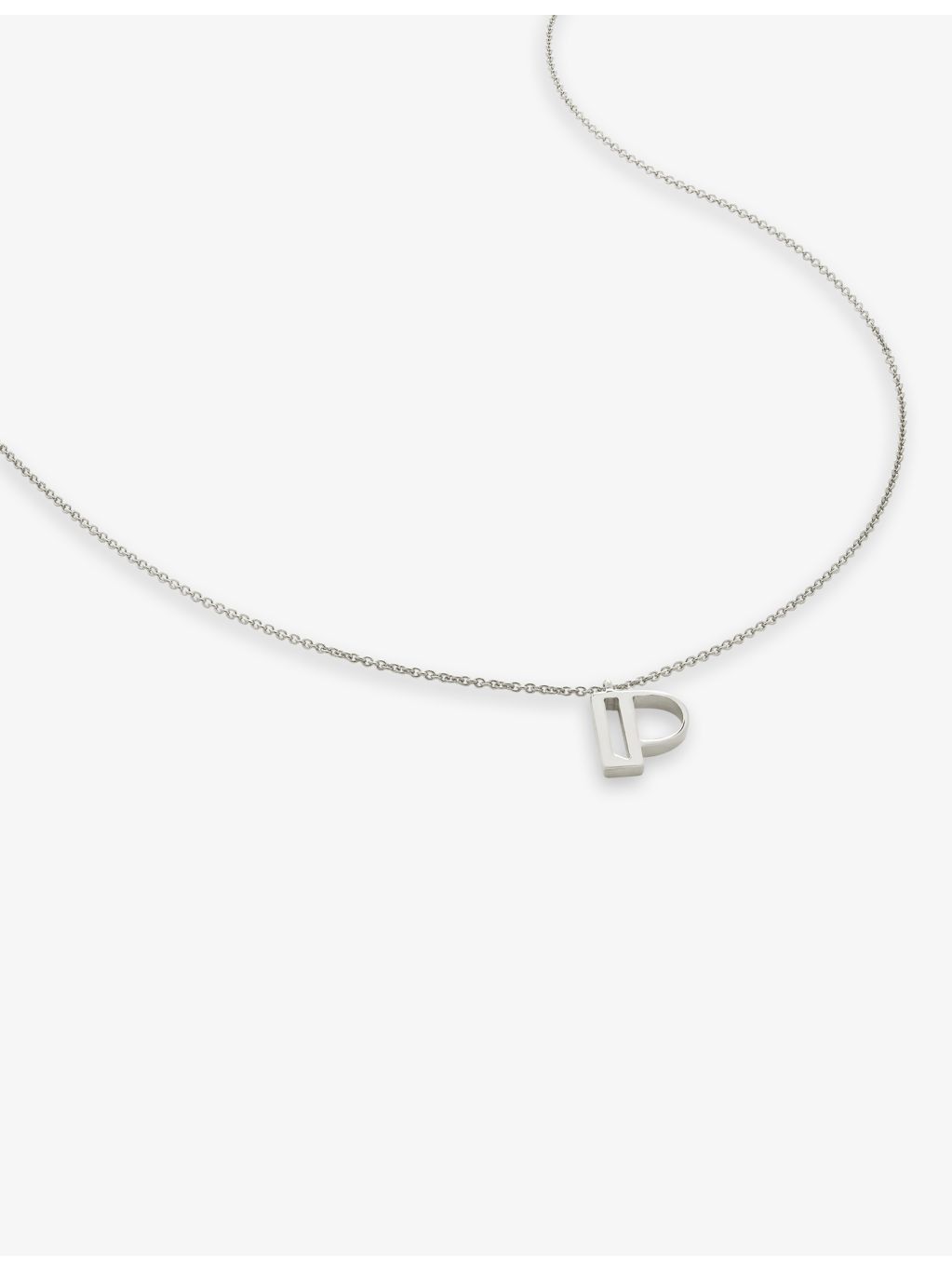 Monica Vinader sterling silver pendant necklace with P letter charm (British brand)