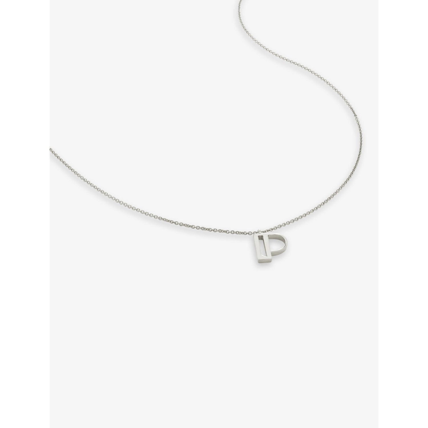 Monica Vinader sterling silver pendant necklace with P letter charm (British brand)