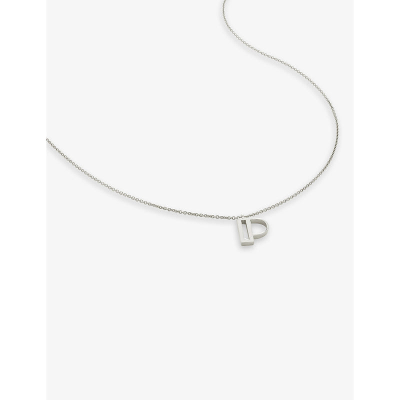 Monica Vinader sterling silver pendant necklace with P letter charm (British brand)