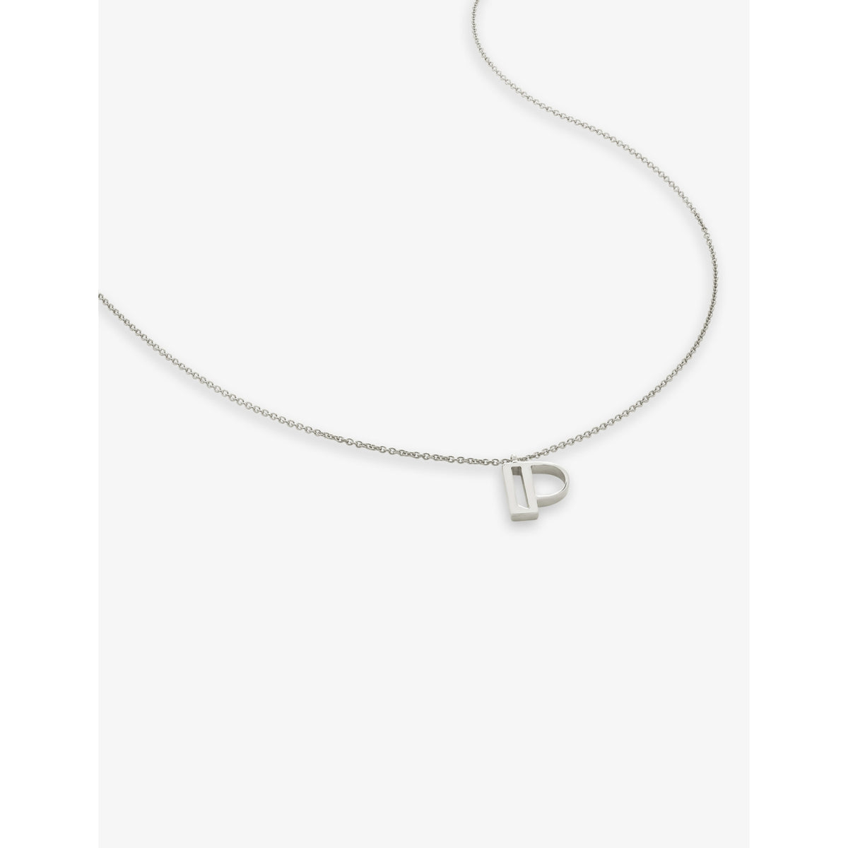Monica Vinader sterling silver pendant necklace with P letter charm (British brand)