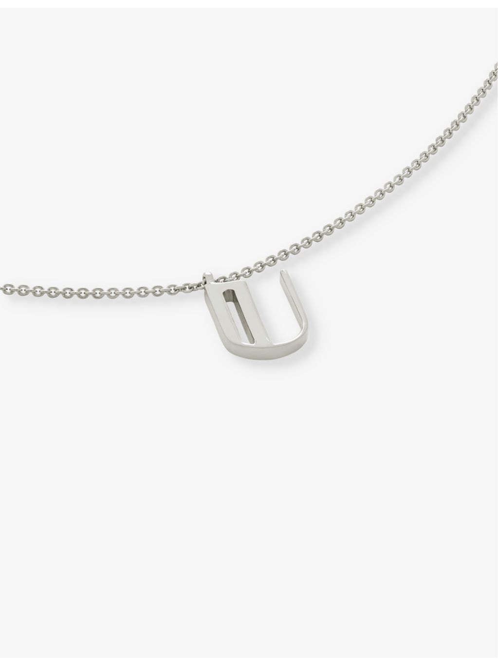 Monica Vinader U letter-charm pendant necklace in sterling silver, UK version