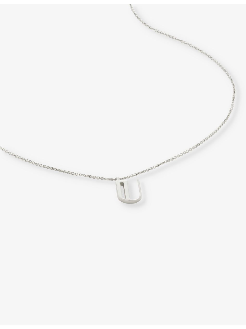 Monica Vinader U letter-charm pendant necklace in sterling silver, UK version