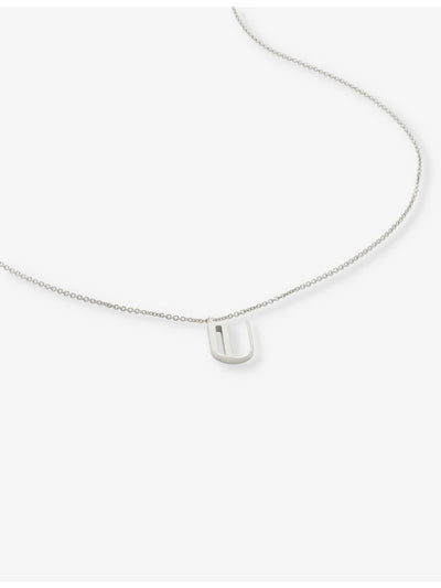 selfridges Monica Vinader U Letter-Charm Sterling Silver Pendant Necklace- Buy online at McGrocer