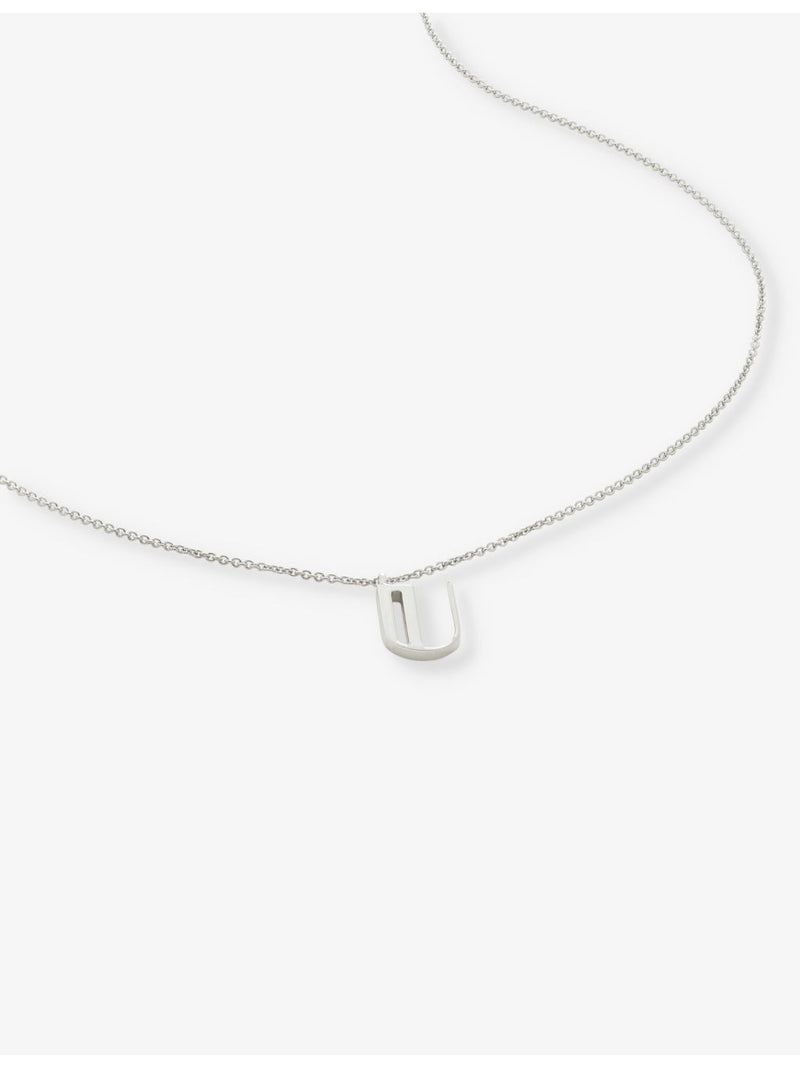 Monica Vinader U letter-charm pendant necklace in sterling silver, UK version