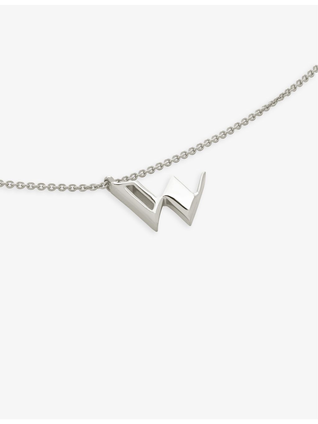 Monica Vinader W letter charm pendant necklace recycled sterling silver, UK version