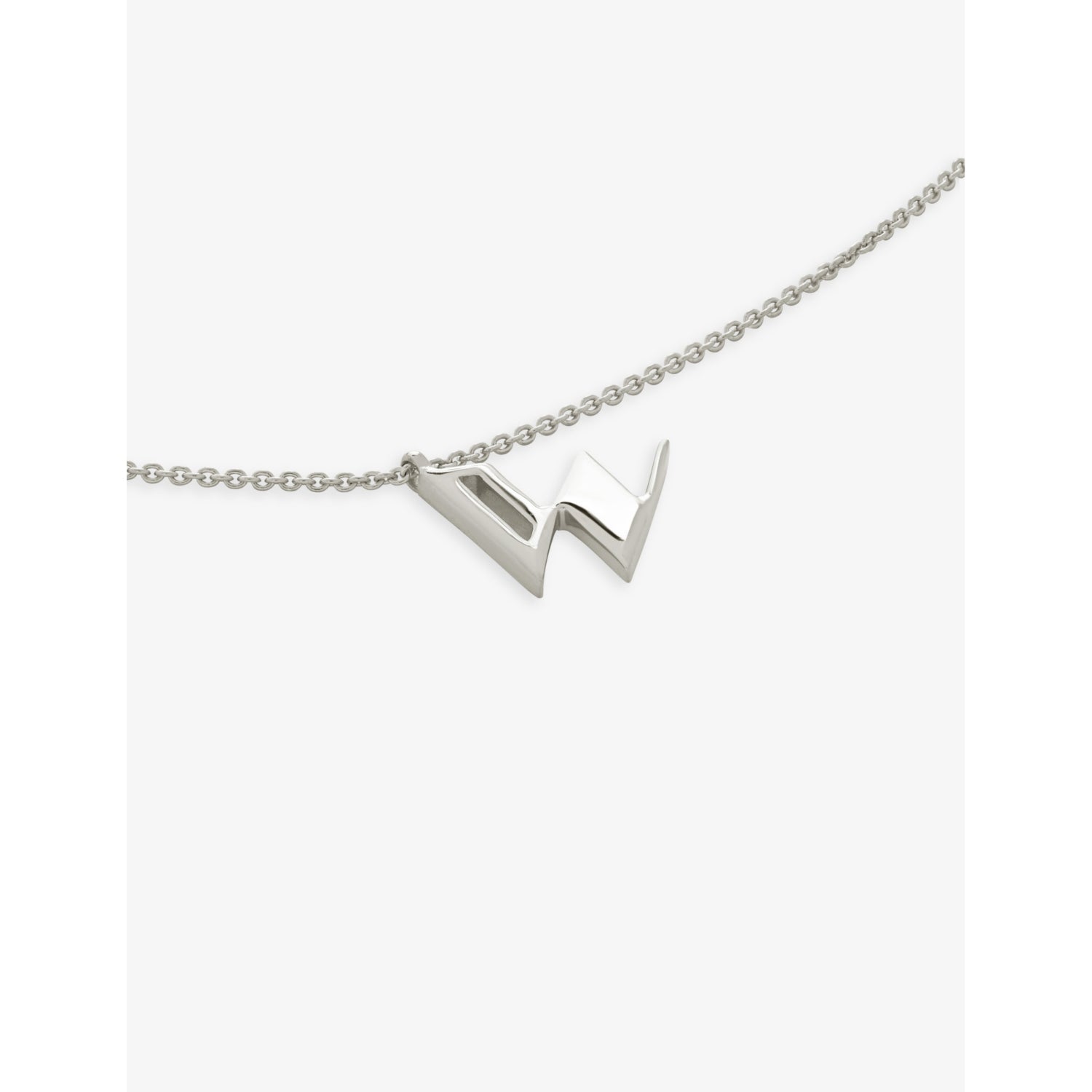 Monica Vinader W letter charm pendant necklace recycled sterling silver, UK version