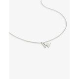 Monica Vinader W letter charm pendant necklace recycled sterling silver, UK version