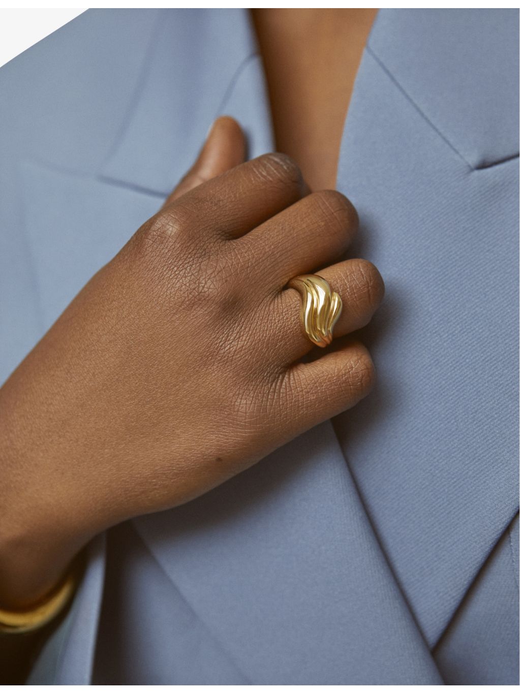 Monica Vinader 18ct yellow gold-plated vermeil sterling silver ring (British brand)
