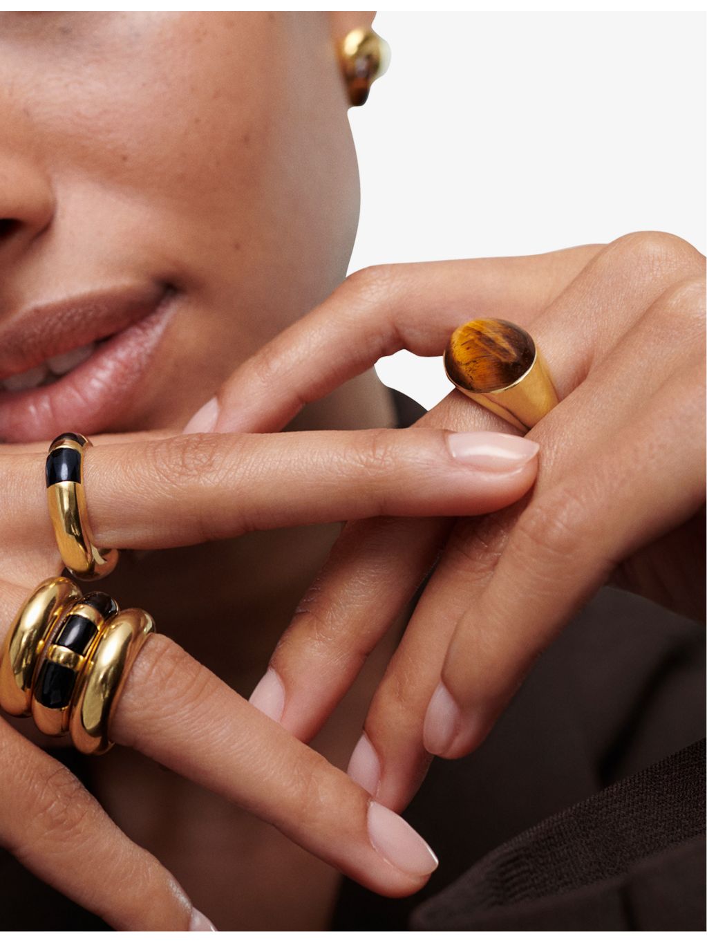 Monica Vinader Tigers Eye ring in gold vermeil (British brand)