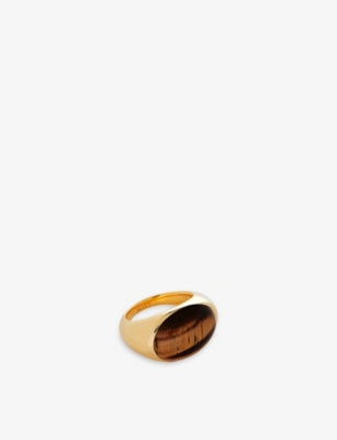 Monica Vinader Tigers Eye 18ct Yellow-Gold Vermeil Sterling-Silver Ring