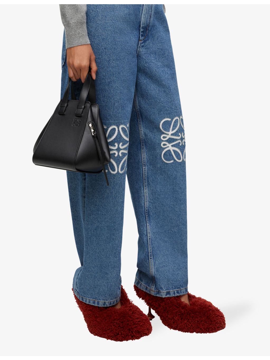 Loewe Hammock compact leather top-handle bag, imported from the UK