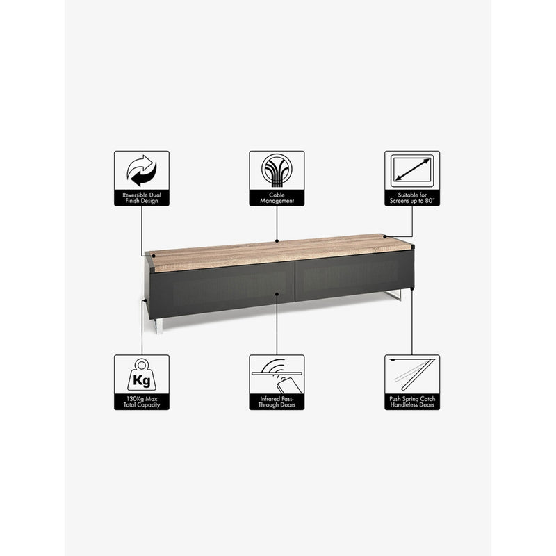 Panorama light oak and grey oak TV stand (British brand)