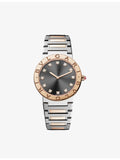 Bvlgari stainless steel rose gold diamond quartz watch, UK version
