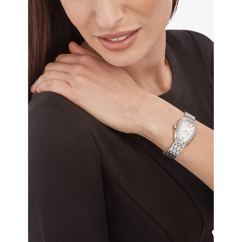 Bvlgari Serpenti Seduttori stainless steel diamond quartz watch 33mm (British brand)