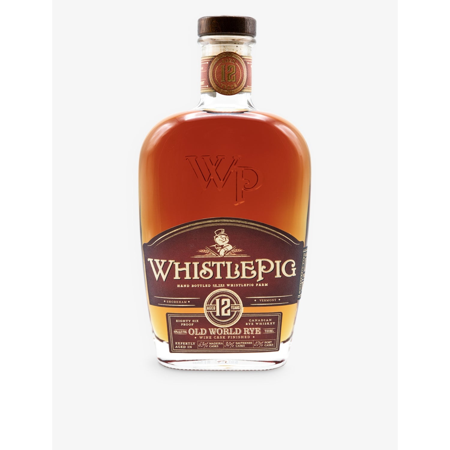 Whistlepig 12-year Old World rye whiskey 750ml, imported from the UK