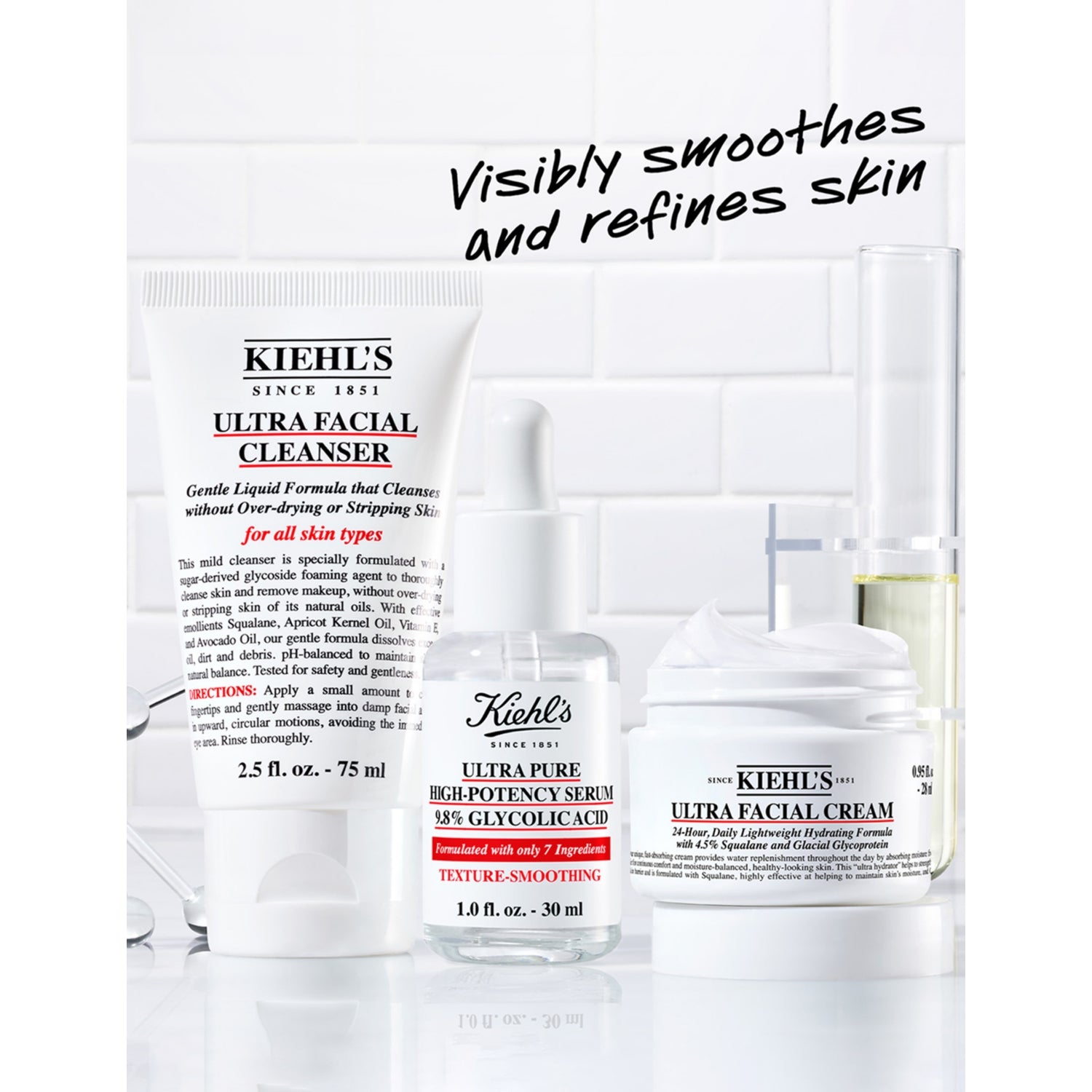 Kiehl's Smooth-It-Up starter skincare set with three products (British brand)