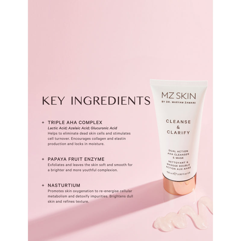 MZ Skin AHA cleanser and mask 100ml (British brand)