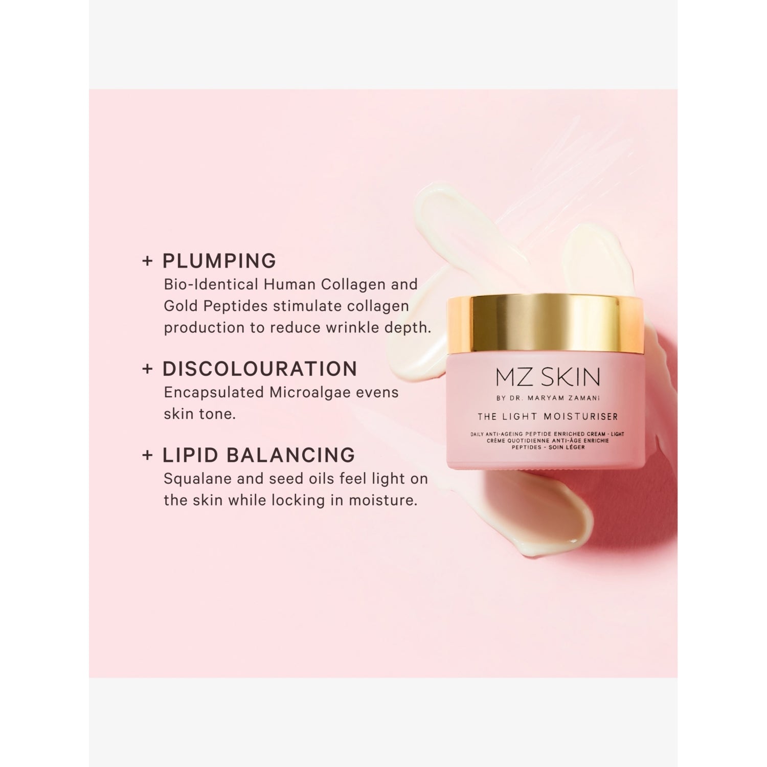 MZ Skin The Light moisturiser 50ml size, UK version