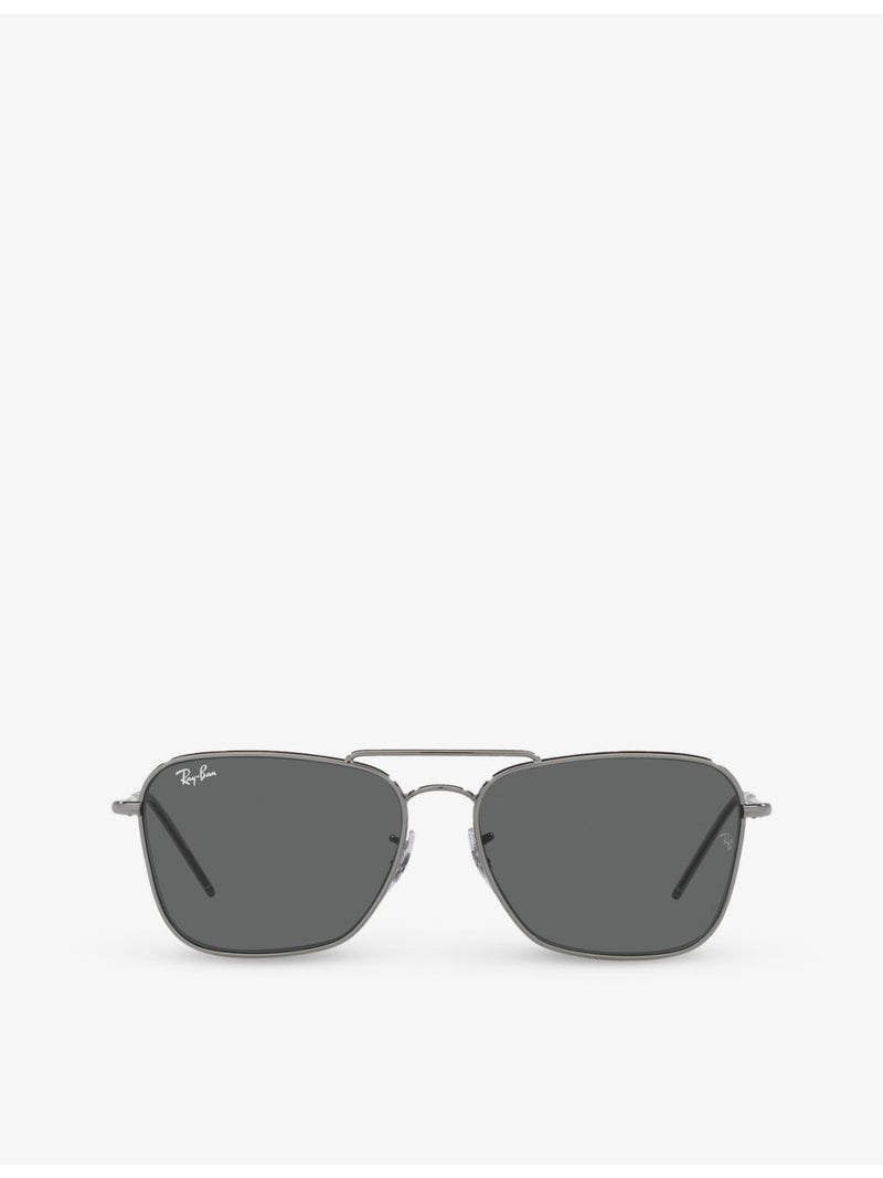 Ray-Ban Caravan Reverse square-frame gunmetal sunglasses, imported from the UK