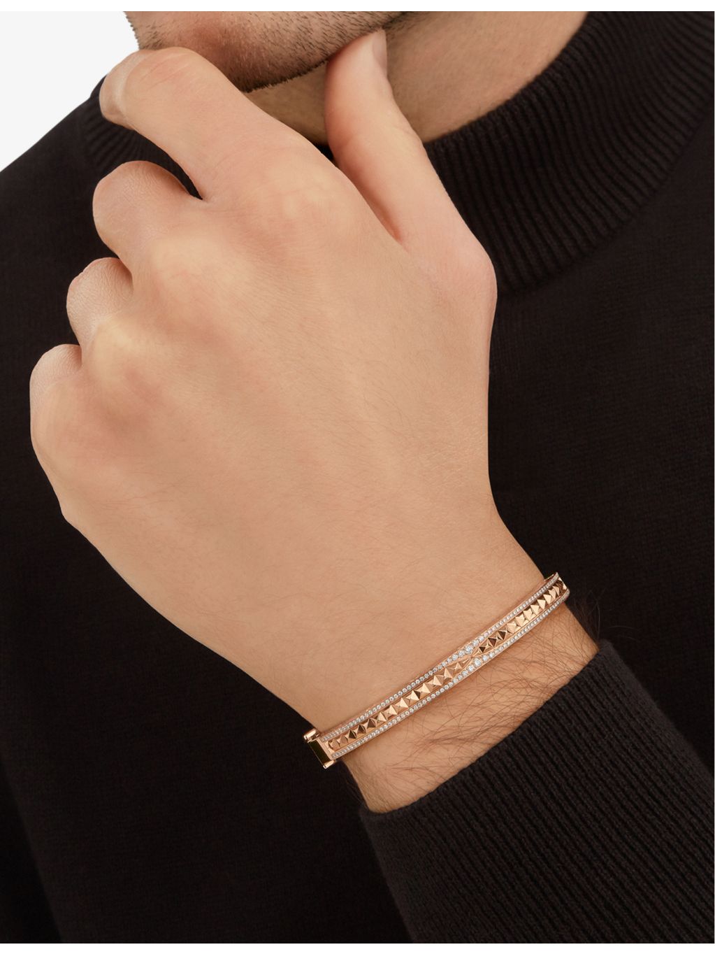 Bvlgari B.zero1 18ct rose-gold diamond pavé bracelet, imported from the UK