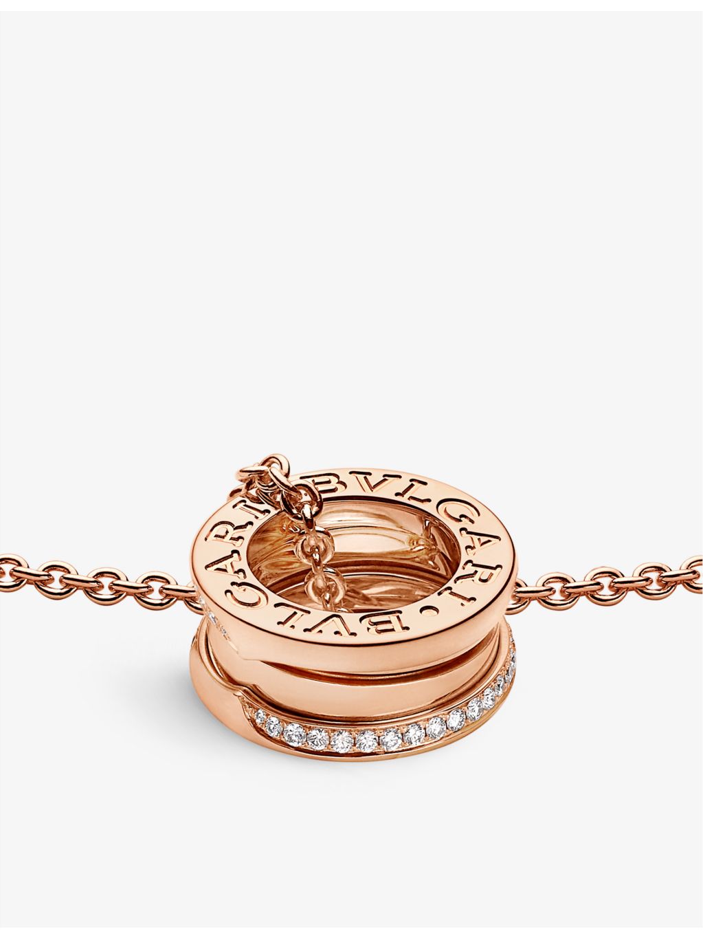 Bvlgari B.zero1 18ct rose-gold diamond necklace 38-45cm - British product