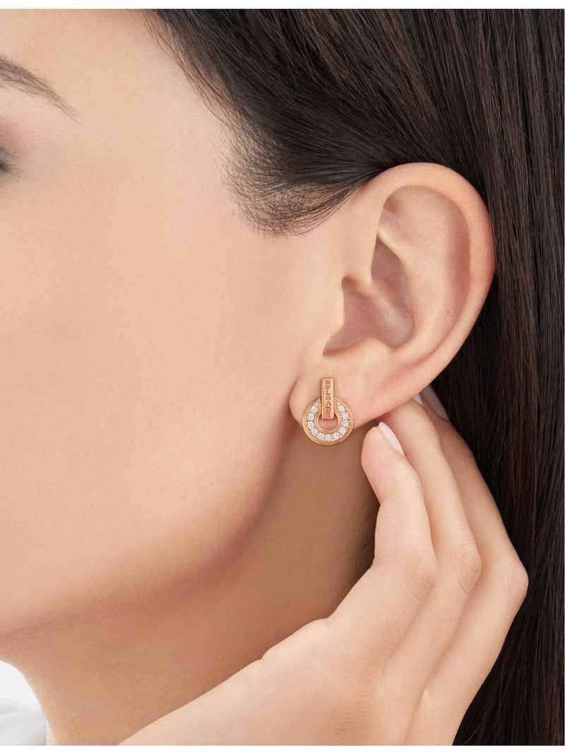 Bvlgari 18ct rose-gold diamond earrings, UK version