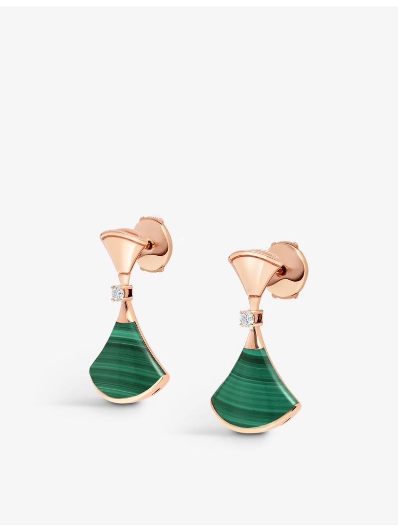 Bvlgari rose gold diamond and malachite earrings - British product
