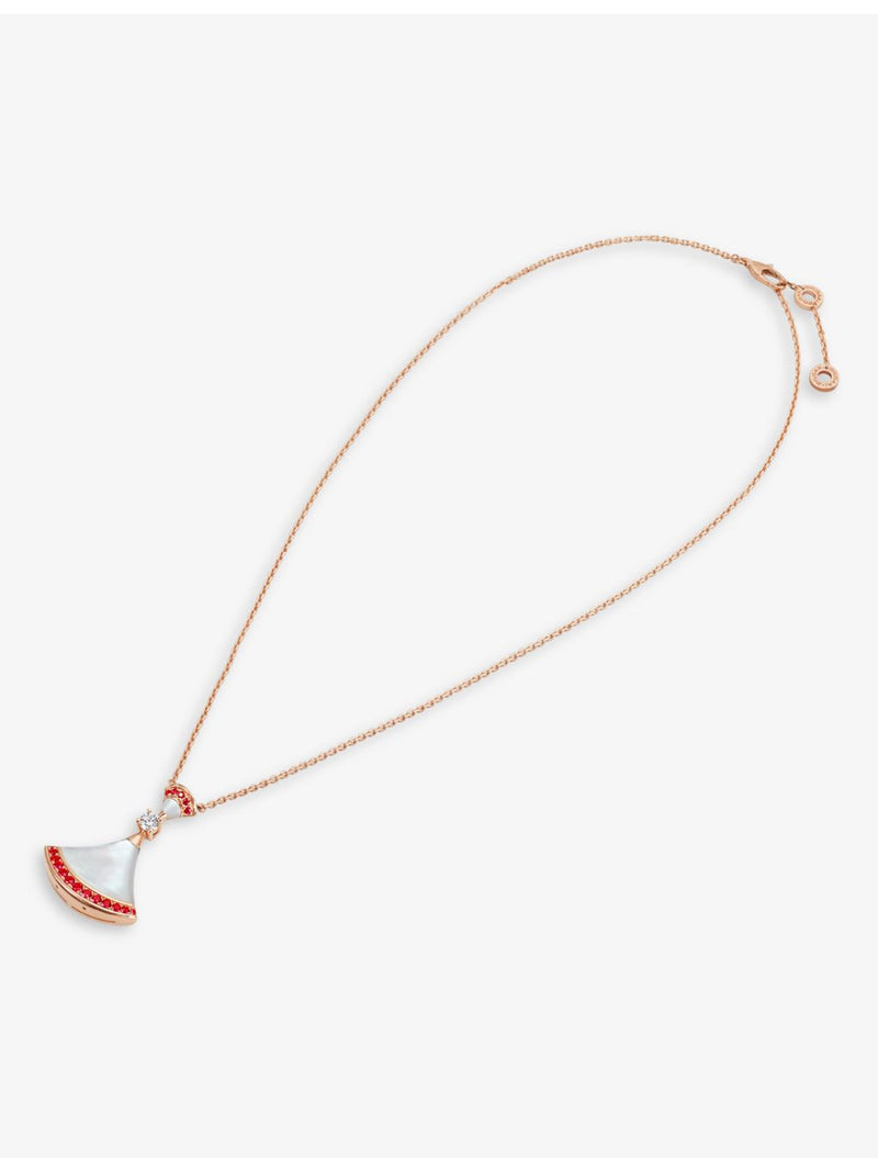 Bvlgari Divas' Dream rose-gold pendant with mother-of-pearl and rubies (British brand)