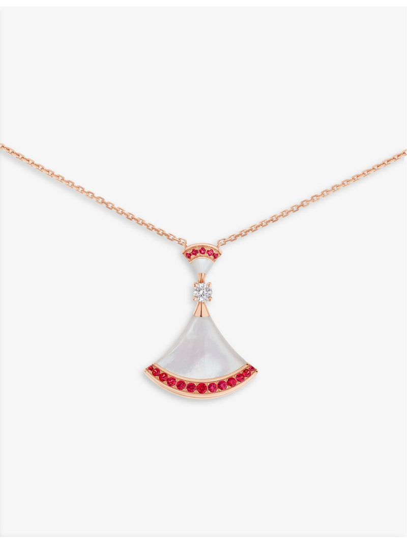 Bvlgari Divas' Dream rose-gold pendant with mother-of-pearl and rubies (British brand)