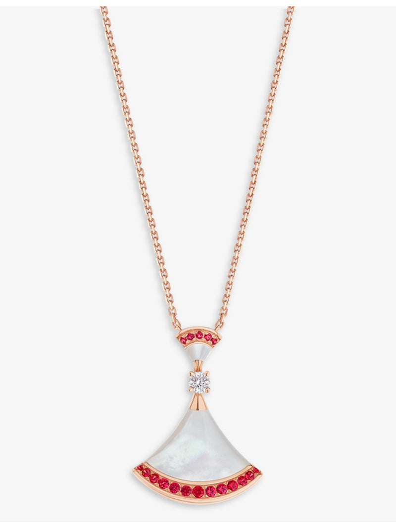 Bvlgari Divas' Dream rose-gold pendant with mother-of-pearl and rubies (British brand)