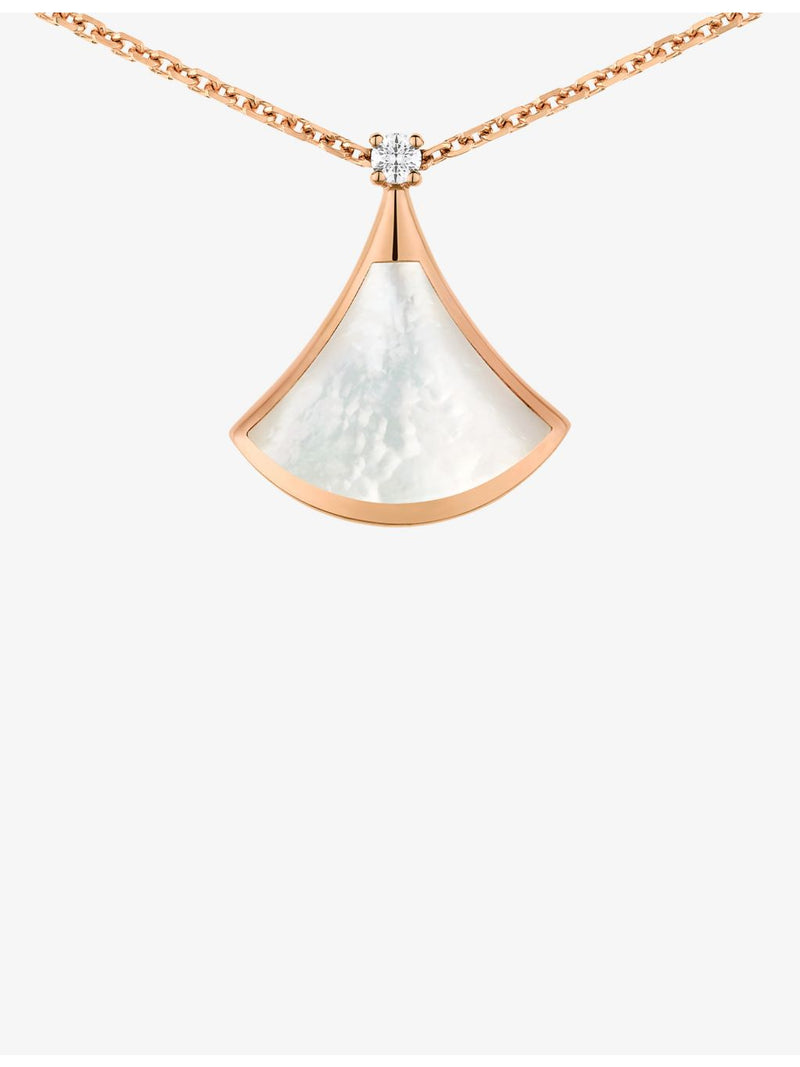 Bvlgari pendant necklace 18ct rose gold diamond mother-of-pearl, imported from the UK