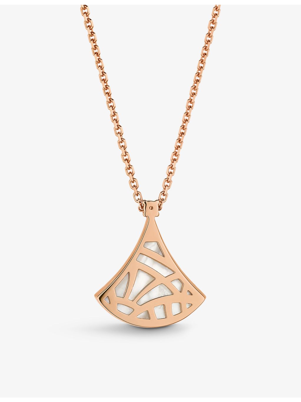 Bvlgari pendant necklace 18ct rose gold diamond mother-of-pearl, imported from the UK