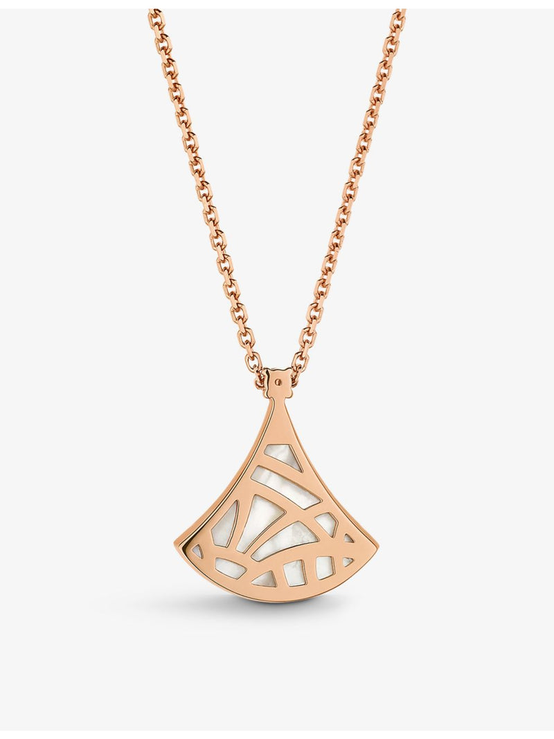 Bvlgari pendant necklace 18ct rose gold diamond mother-of-pearl, imported from the UK
