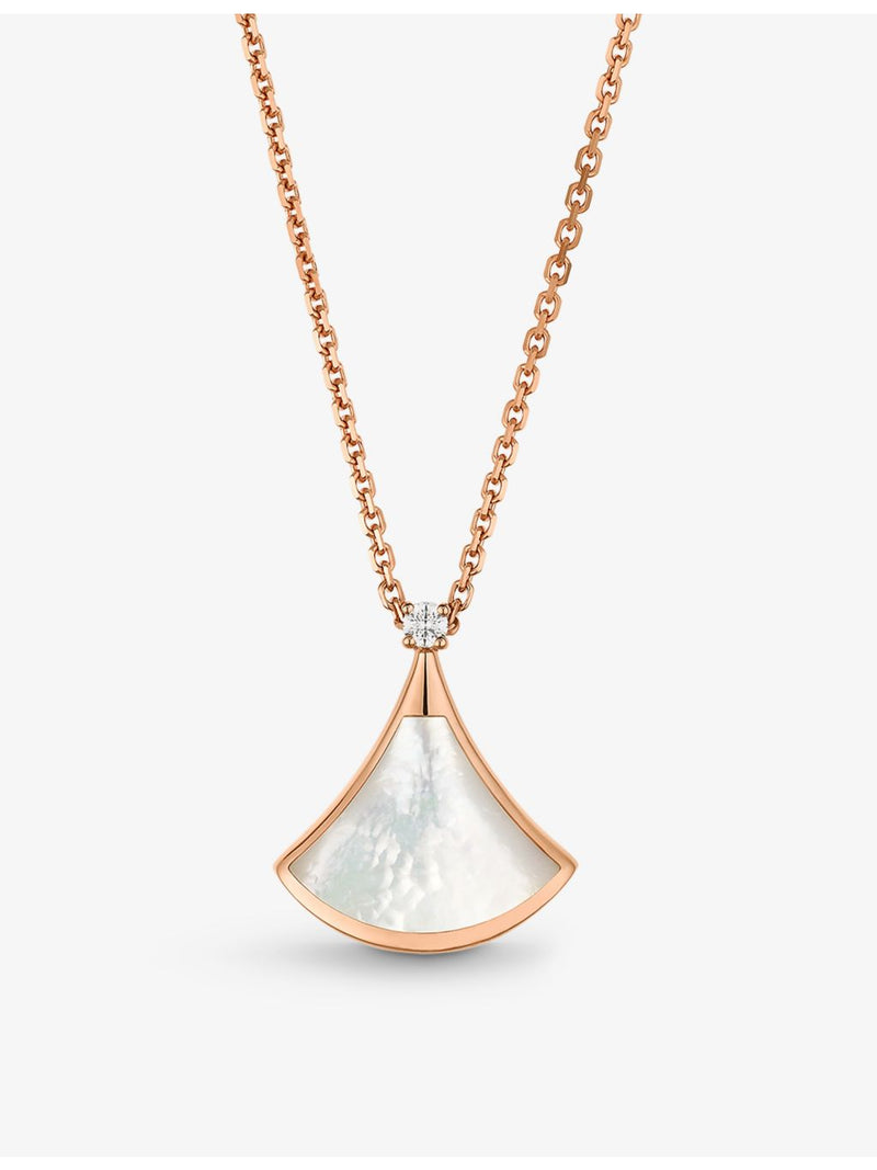 Bvlgari pendant necklace 18ct rose gold diamond mother-of-pearl, imported from the UK