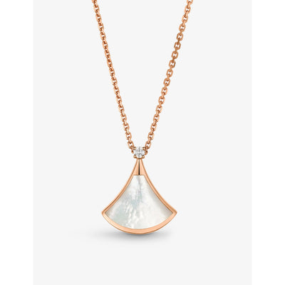 selfridges Bvlgari Divas' Dream 18ct Rose-Gold 0.03ct Diamond and Mother-of-Pearl Pendant Necklace- Buy online at McGrocer