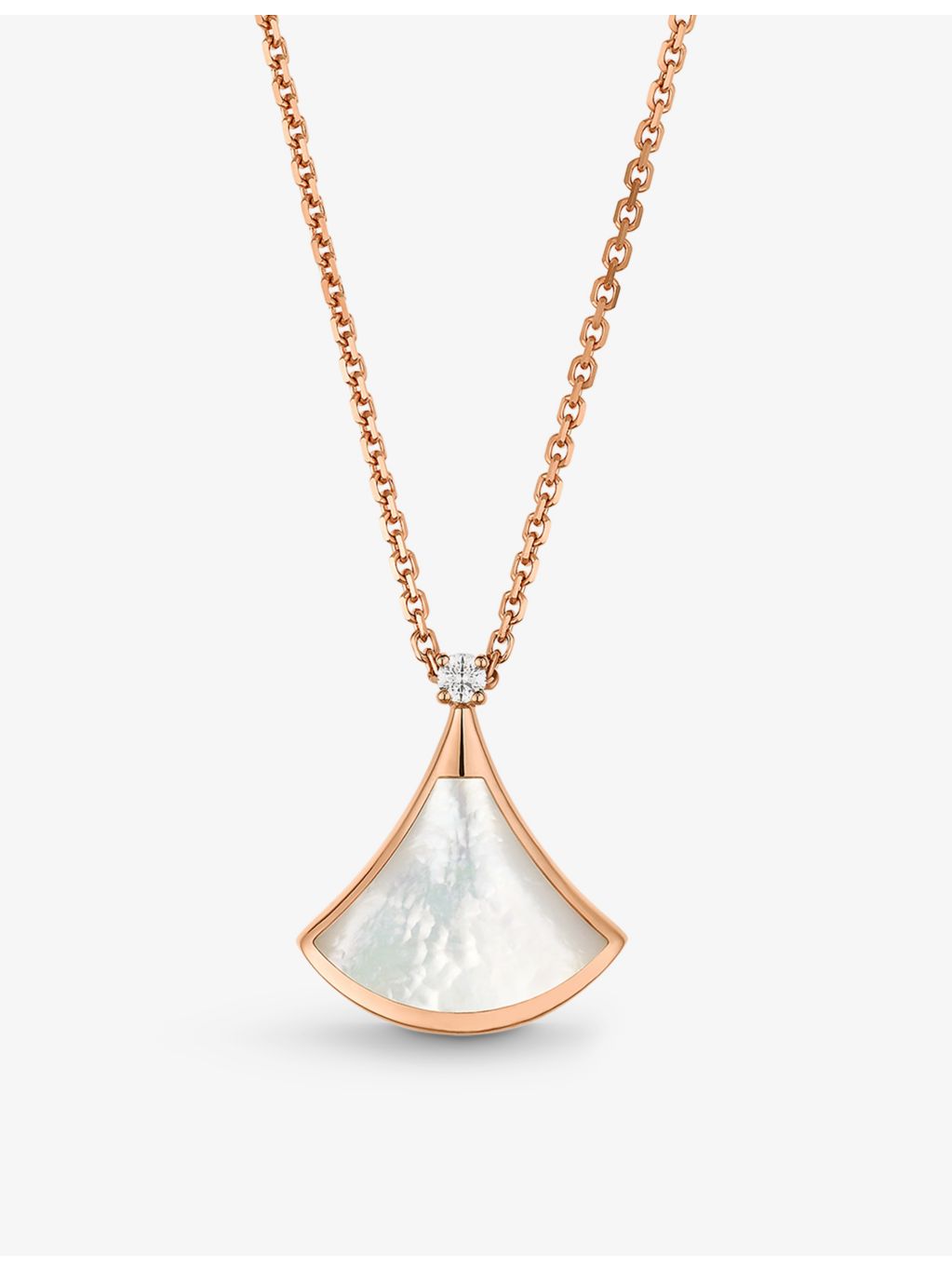 Bvlgari pendant necklace 18ct rose gold diamond mother-of-pearl, imported from the UK