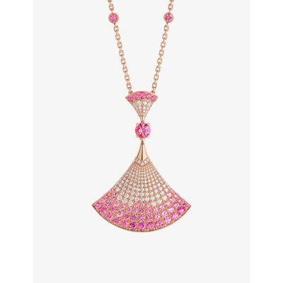selfridges Bvlgari Divas' Dream 18ct Rose-Gold 3.53ct Pink Sapphire and 1.01ct Diamond Pendant Necklace- Buy online at McGrocer