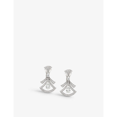 selfridges Bvlgari Divas' Dream 18ct White-Gold and 1.88ct Diamond Earrings- Buy online at McGrocer
