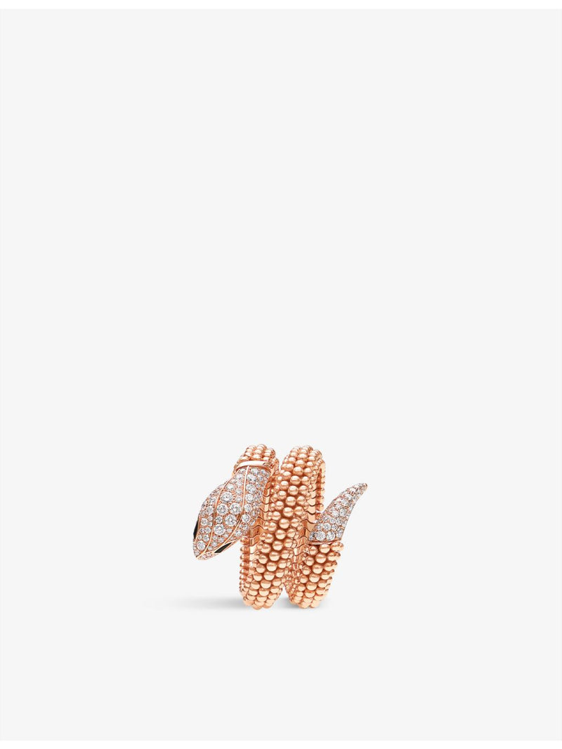 Bvlgari Serpenti ring with 18k rose gold, diamond and onyx (British brand)