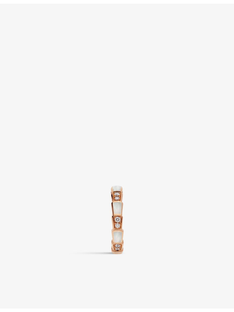 Bvlgari Serpenti Viper rose gold ring with diamonds and mother-of-pearl, UK version