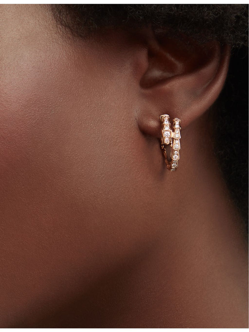 Bvlgari Serpenti Viper 18ct rose gold 0.75ct diamond earrings, UK version