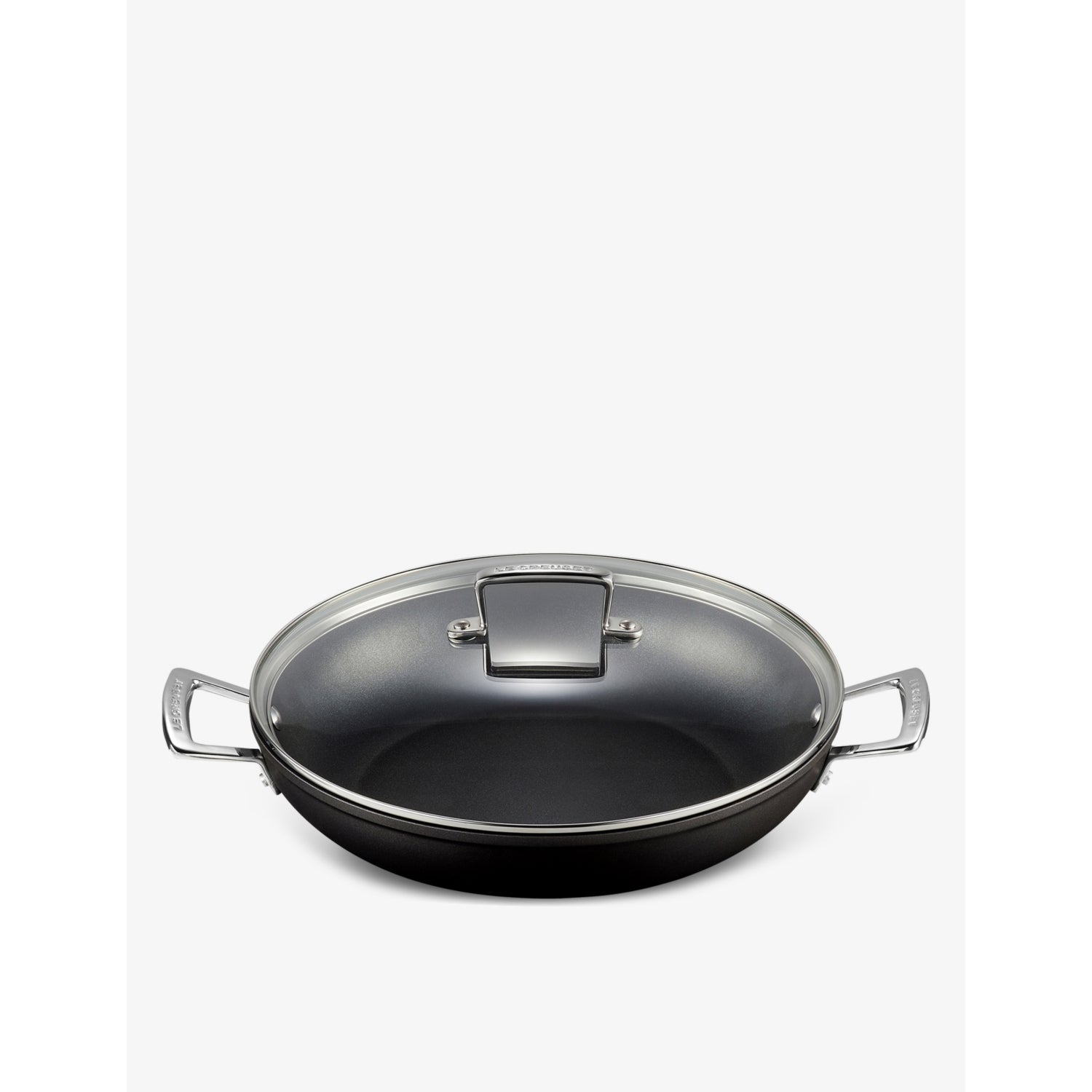 Toughened Non-Stick shalllow aluminium casserole dish with glass lid 30cm - 26cm