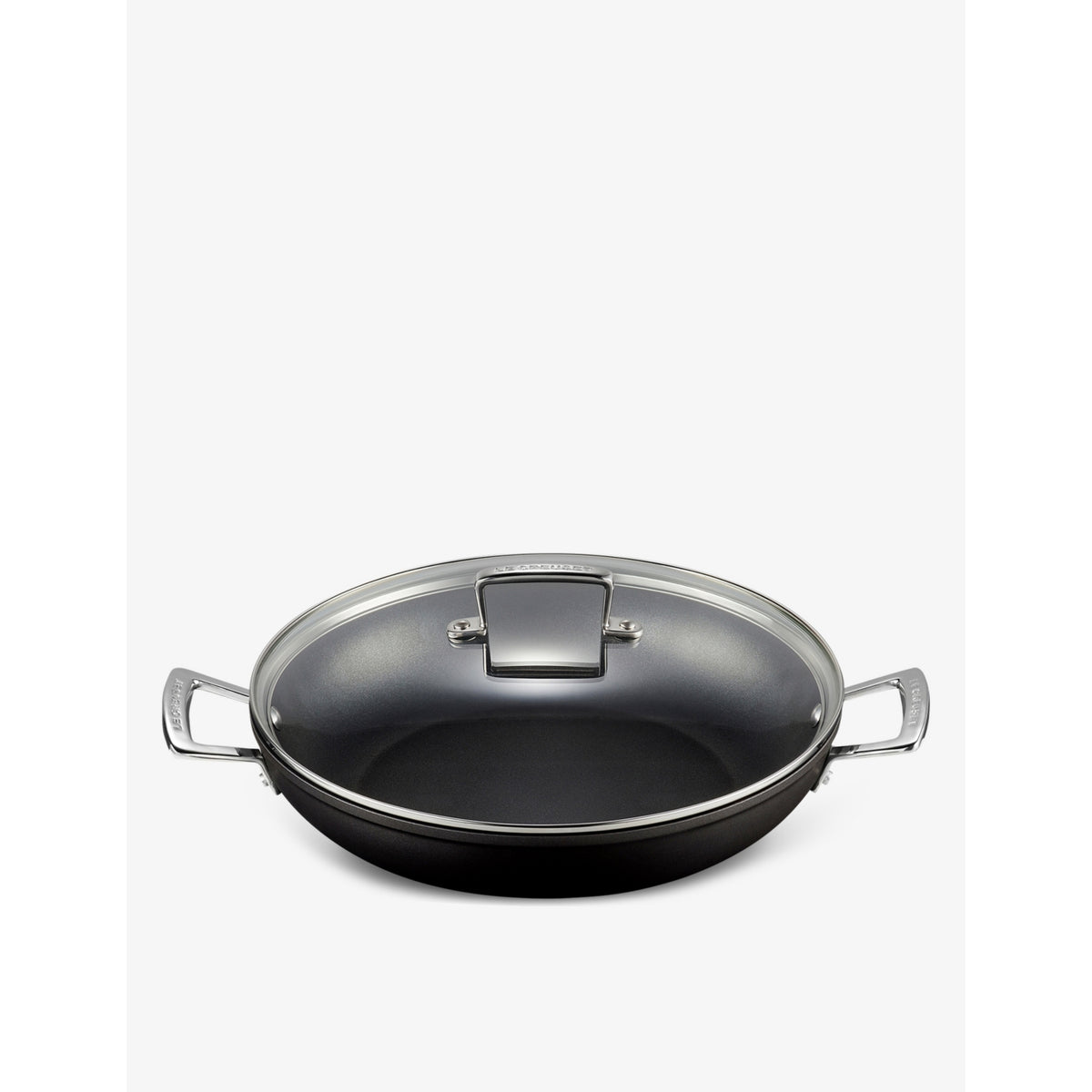 Toughened Non-Stick shalllow aluminium casserole dish with glass lid 30cm - 26cm