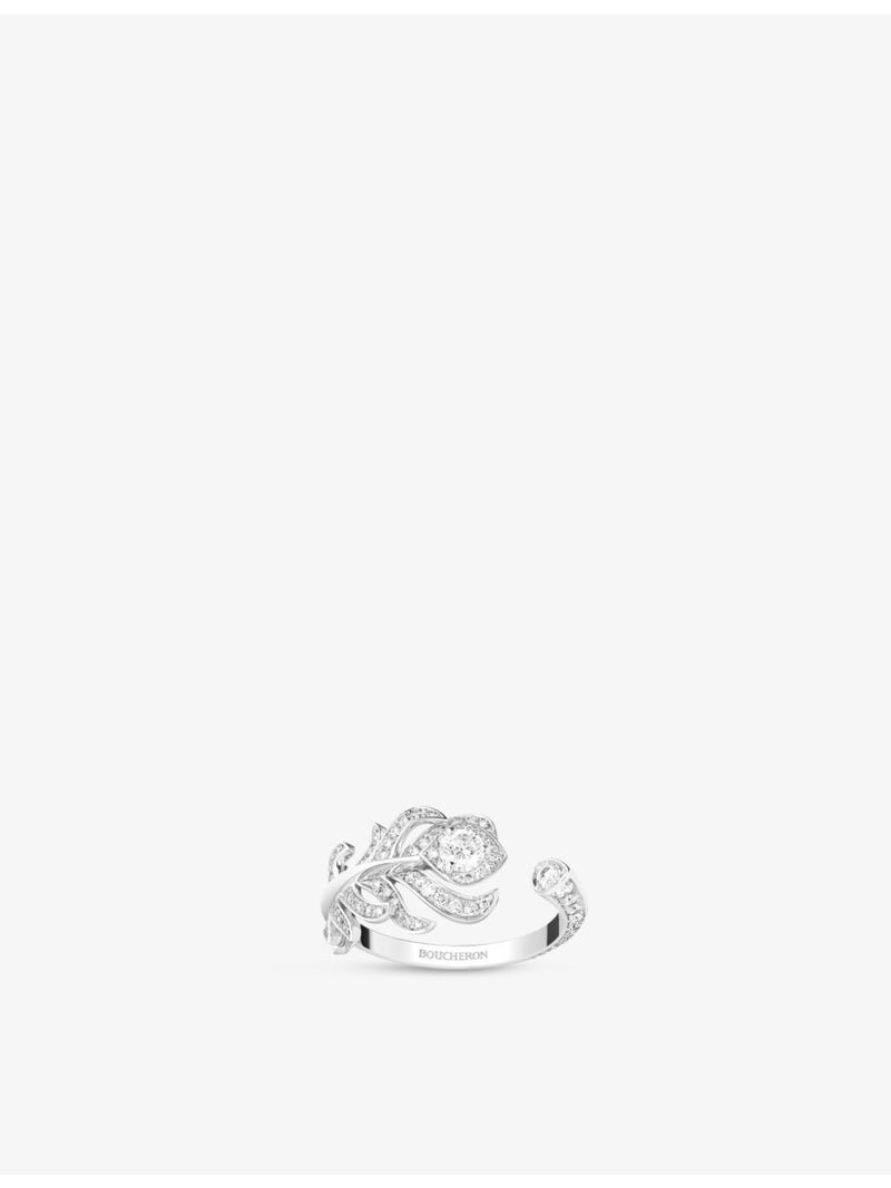 Boucheron Plume de Paon diamond ring XS 18ct white gold (British brand)