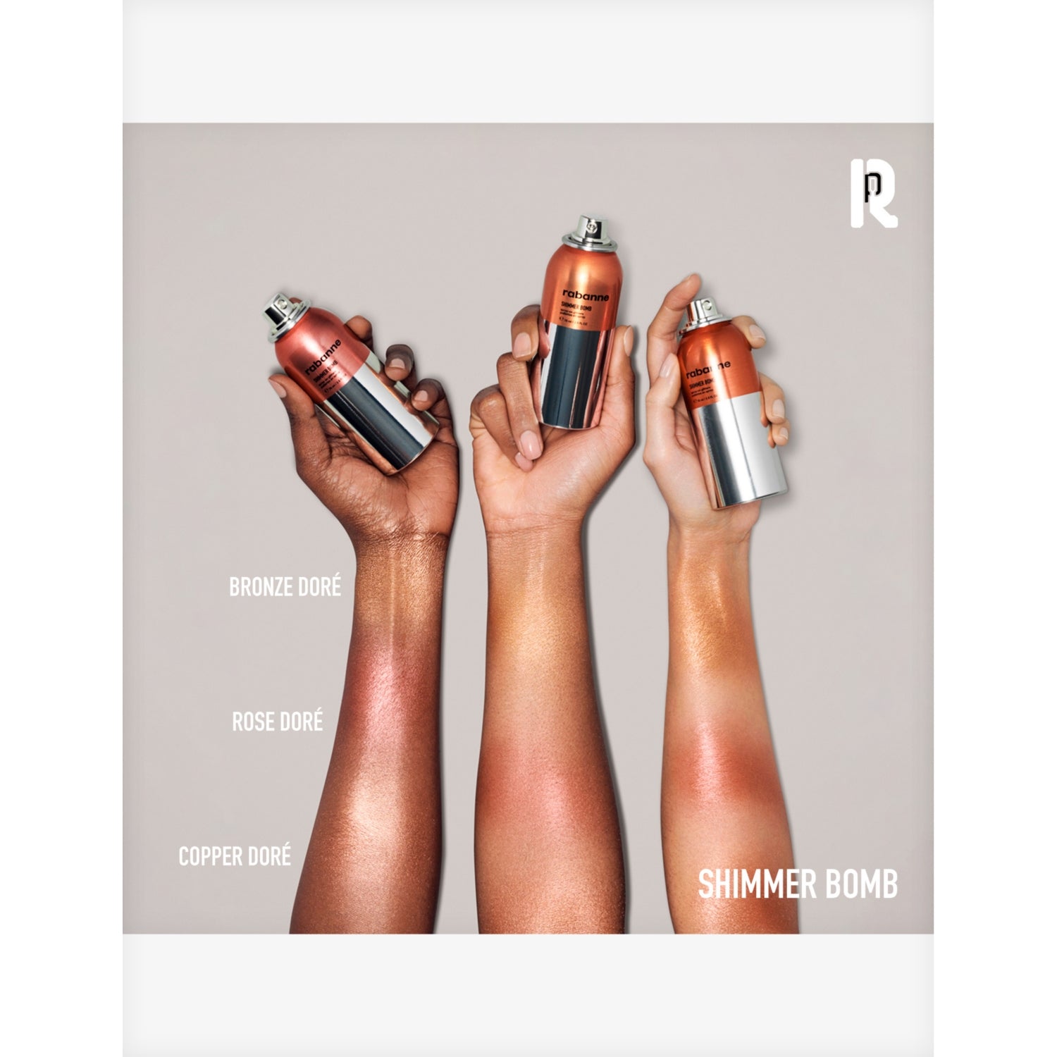 Rabanne Shimmer Bomb face and body spray-on glitter 75ml - British product