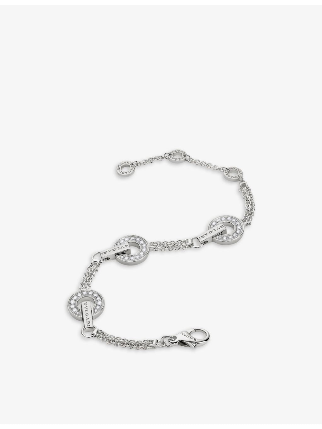 Bvlgari 18ct white gold diamond bracelet 0.53ct with 17-19cm chain (British brand)