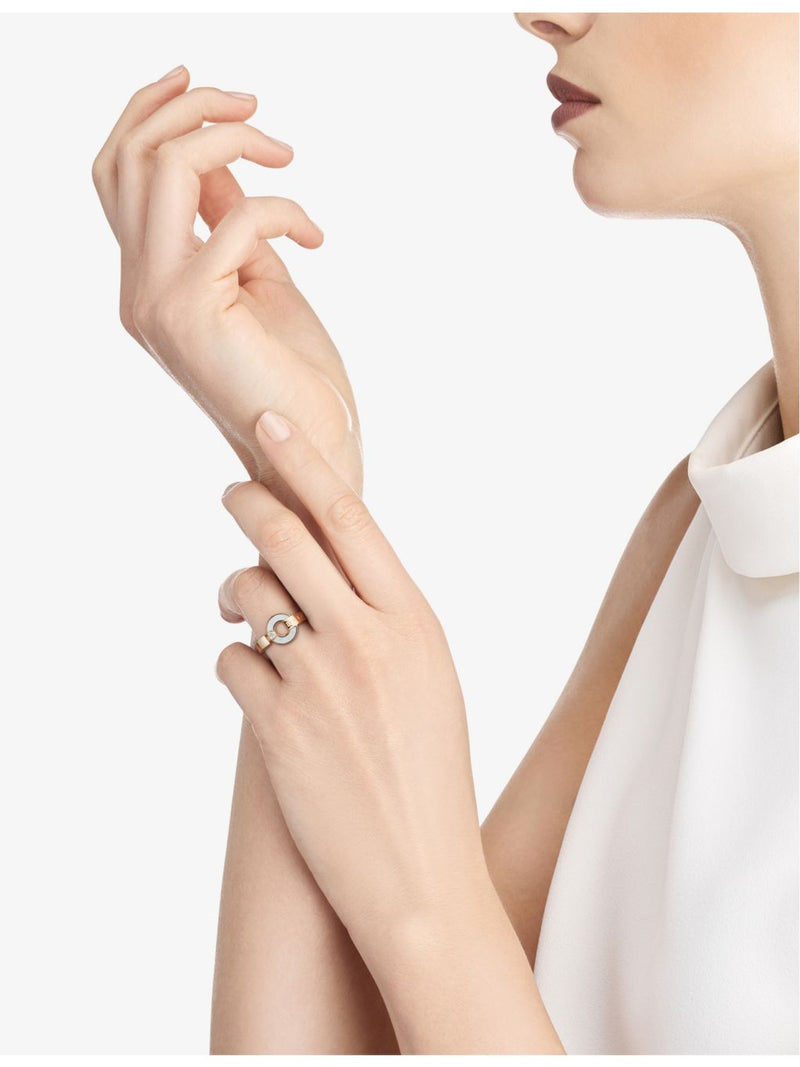 Bvlgari rose gold diamond ring with mother-of-pearl, imported from the UK