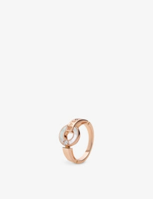 Bvlgari Bvlgari 18ct Rose-Gold, 0.04ct Brilliant-Cut Diamond and Mother-Of-Pearl Ring
