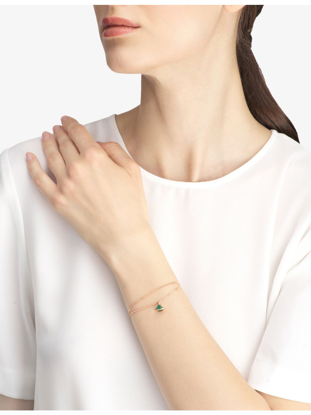 Bvlgari Divas' Dream 18ct rose gold malachite bracelet - British product
